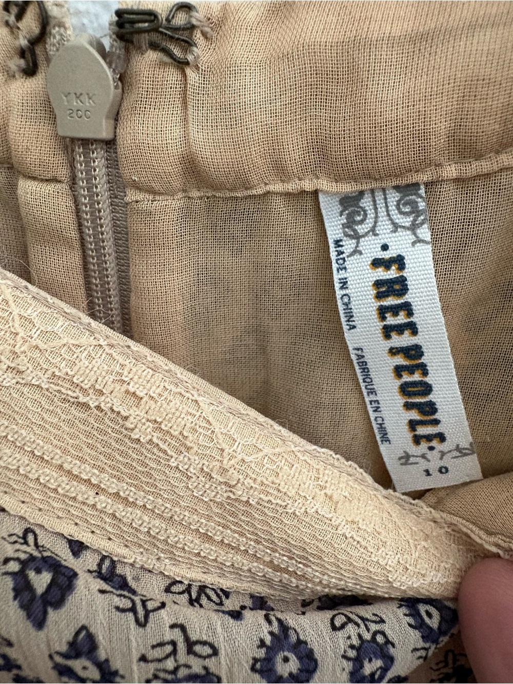 Free People vintage Boho Cream Floral Dress